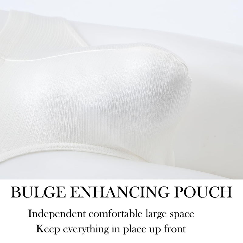 ZONBAILON Mens Sexy Bulge Enhancing Briefs Underwear Low Rise Ice Silk Big Ball Pouch Underpants White M - Image 3